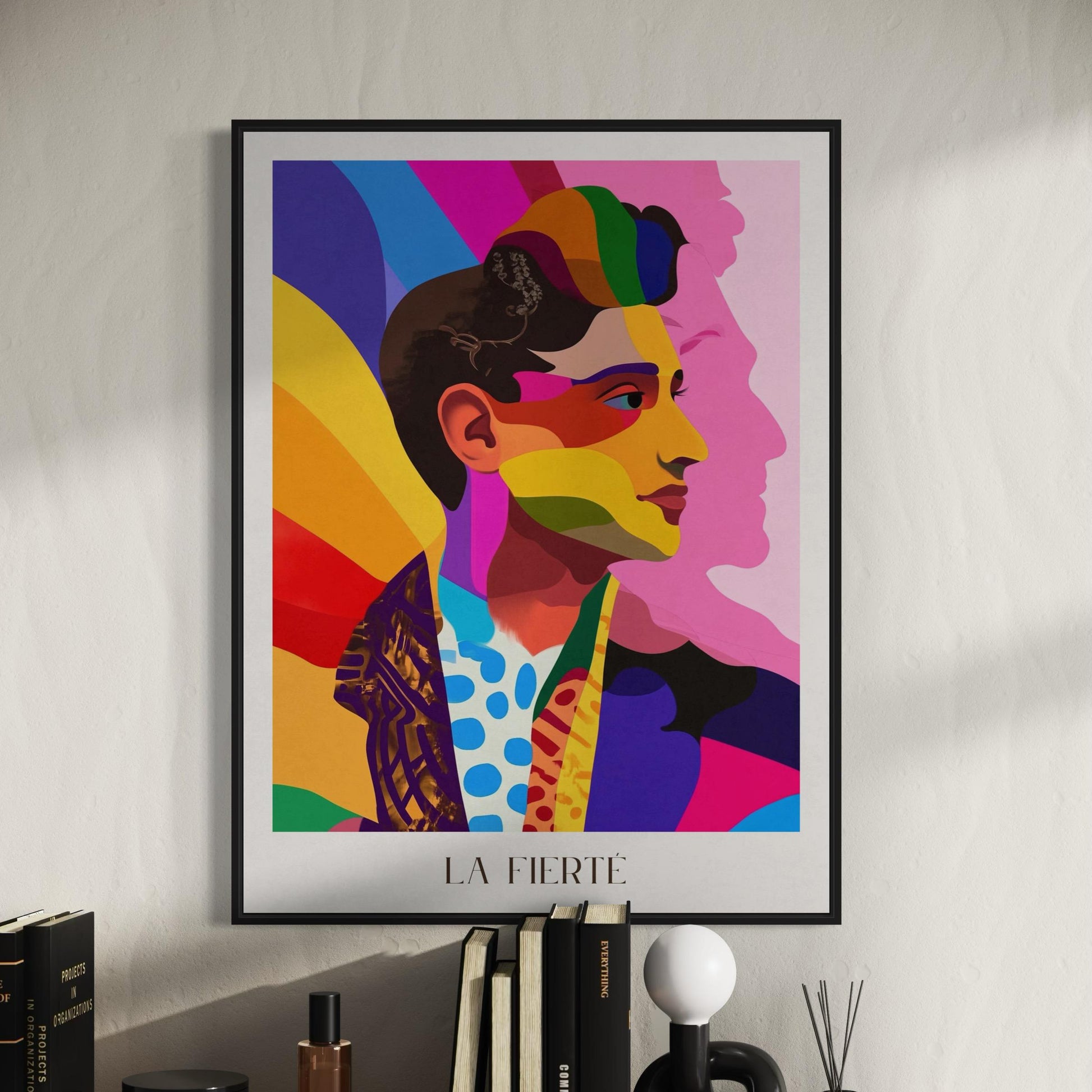 La Fierté Minimalist Pride Art Print - LGBTQ+ Wall Decor in Bold Colours - Queer Affirmation Artwork - Printed on Premium Matte Paper