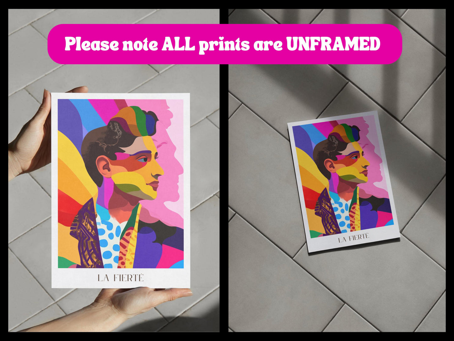 La Fierté Minimalist Pride Art Print - LGBTQ+ Wall Decor in Bold Colours - Queer Affirmation Artwork - Printed on Premium Matte Paper