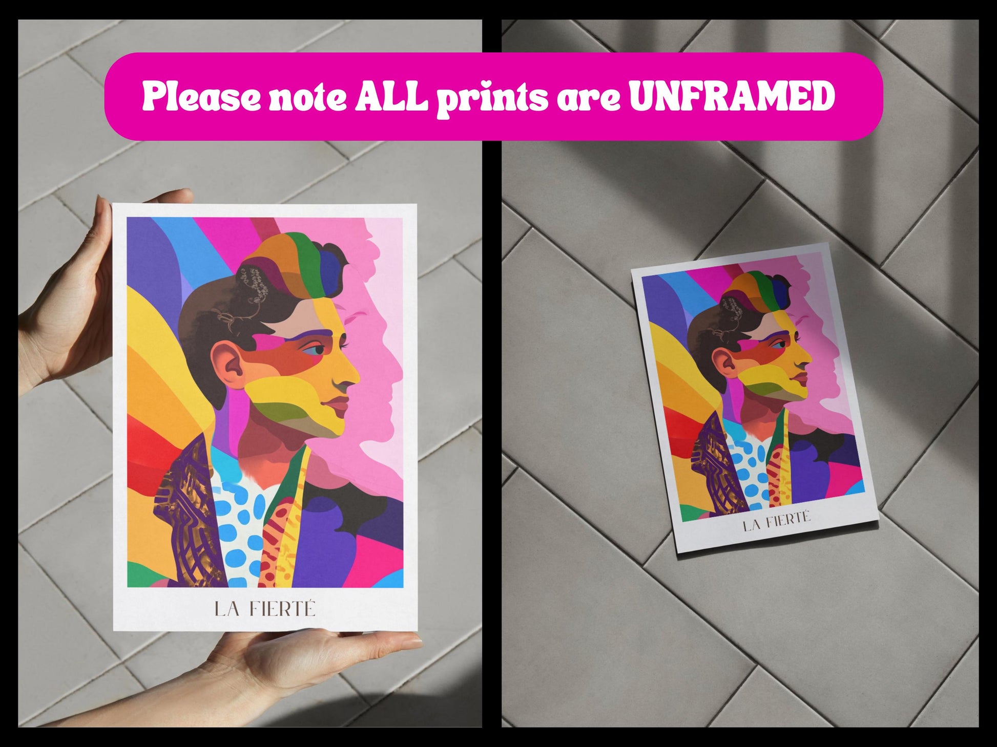 La Fierté Minimalist Pride Art Print - LGBTQ+ Wall Decor in Bold Colours - Queer Affirmation Artwork - Printed on Premium Matte Paper