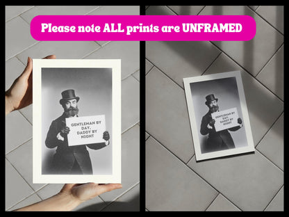 Funny Victorian Daddy Poster - Gentleman by Day, Daddy by Night - LGBTQ+ Wall Art