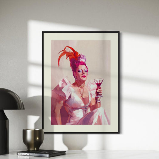 The Dame Queer Art Print - Cheeky LGBTQ+ Decor, Drag Queen Glam Wall Art, Bold and Fabulous Pride Poster for Queer Spaces