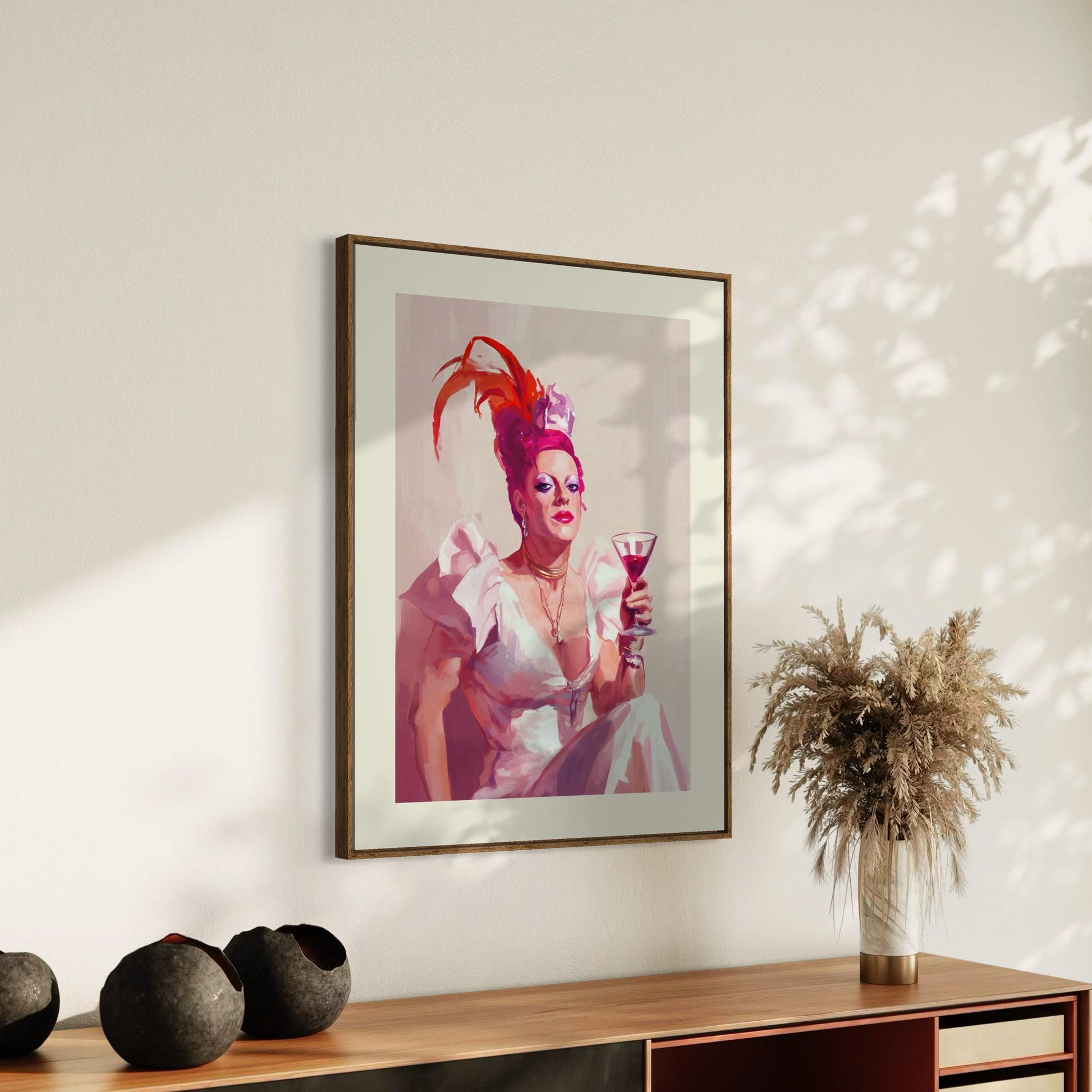 The Dame Queer Art Print - Cheeky LGBTQ+ Decor, Drag Queen Glam Wall Art, Bold and Fabulous Pride Poster for Queer Spaces