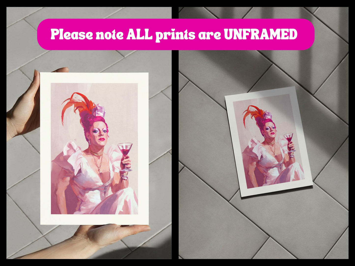 The Dame Queer Art Print - Cheeky LGBTQ+ Decor, Drag Queen Glam Wall Art, Bold and Fabulous Pride Poster for Queer Spaces