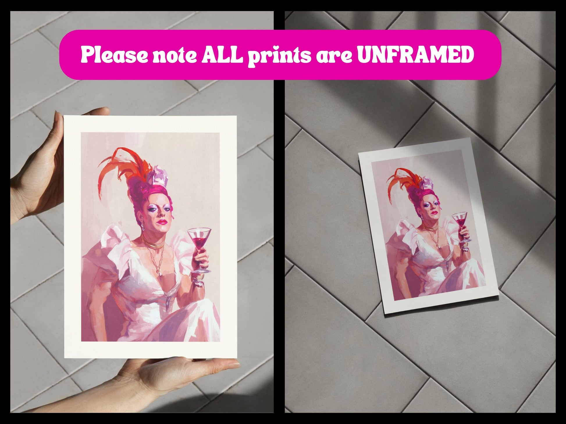 The Dame Queer Art Print - Cheeky LGBTQ+ Decor, Drag Queen Glam Wall Art, Bold and Fabulous Pride Poster for Queer Spaces