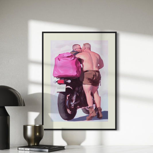 Proud Biker Couple Art Print - LGBTQ+ Love