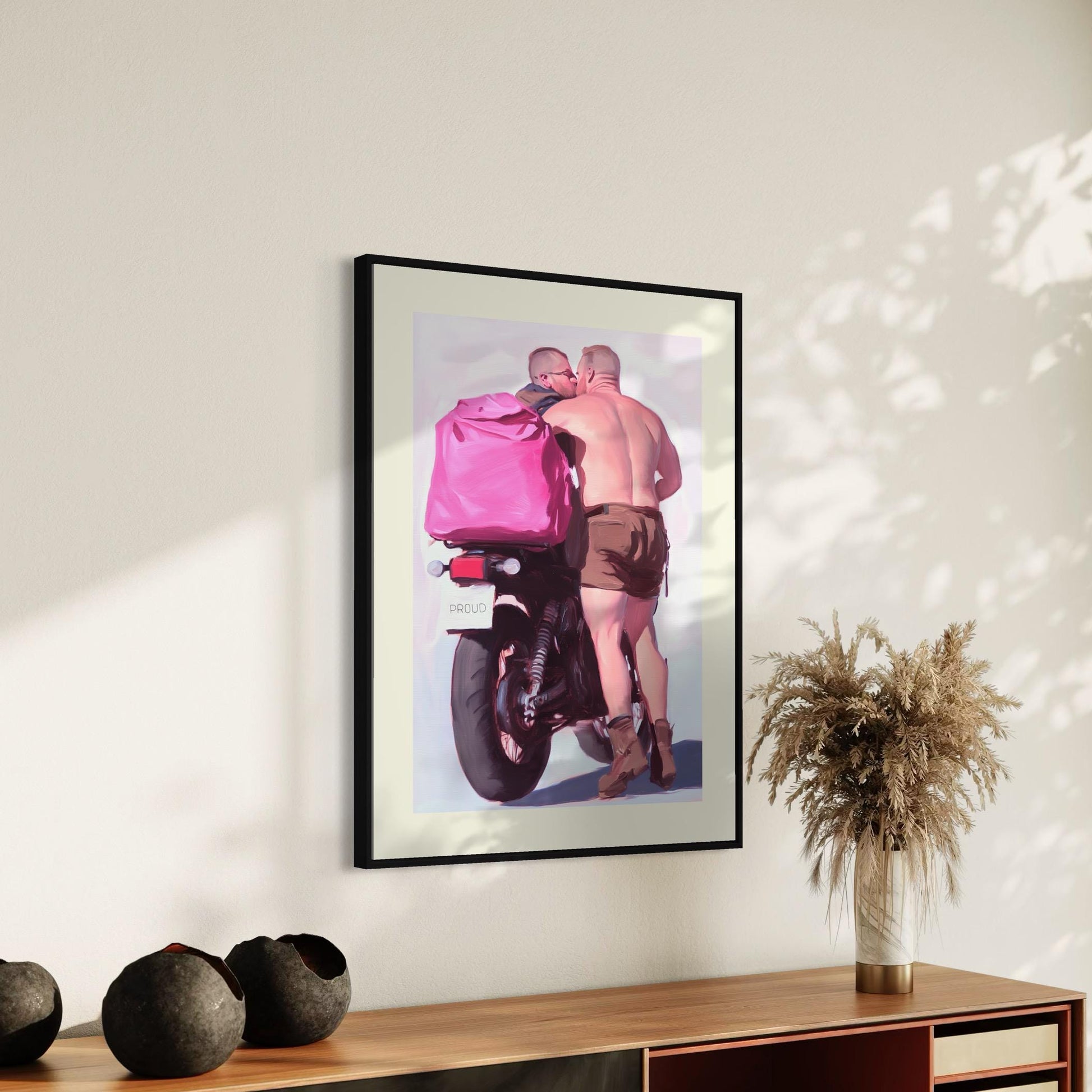 Proud Biker Couple Art Print - LGBTQ+ Love