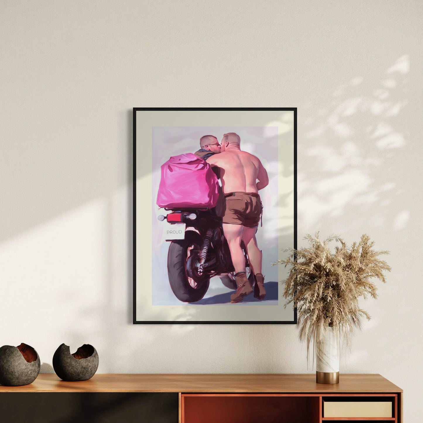 Proud Biker Couple Art Print - LGBTQ+ Love