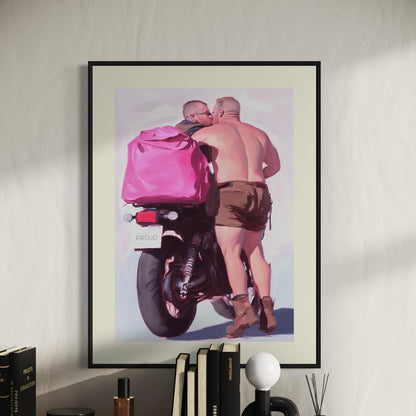 Proud Biker Couple Art Print - LGBTQ+ Love