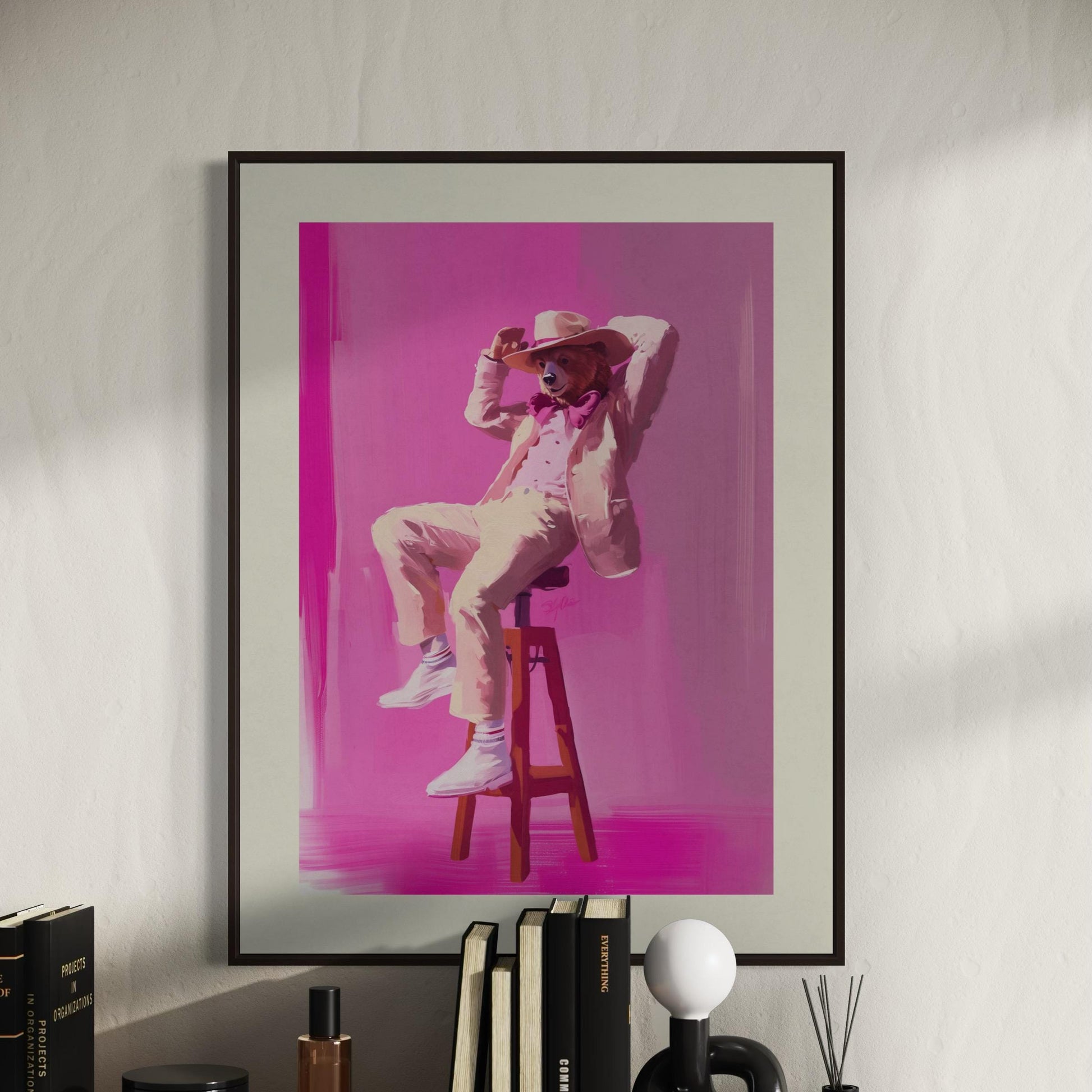 The Bear-y Stylish Cowboy - Queer Cowboy Art Print, Cheeky LGBTQ+ Wall Decor, Pink and Bold Poster for Queer Spaces
