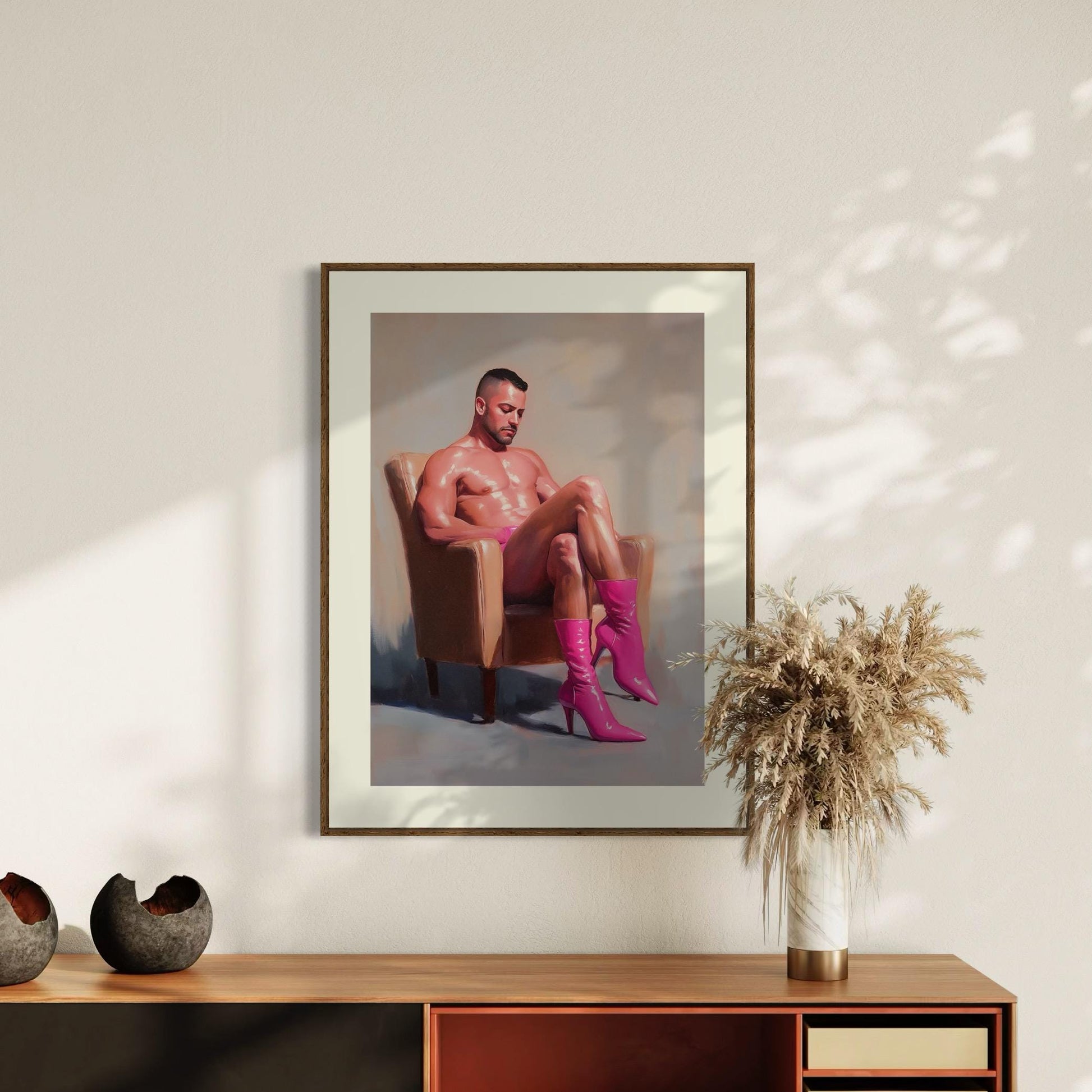Pink Boot Reverie - Oil Painting Print | Queer-Inspired Wall Art