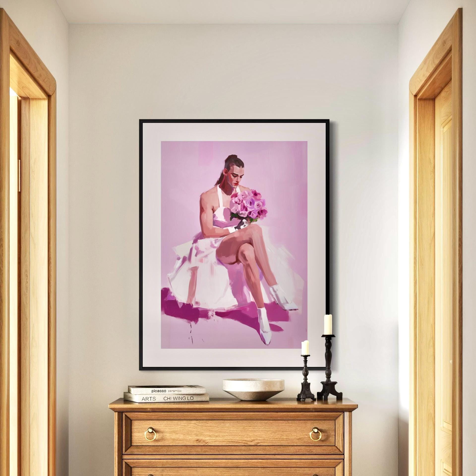 Bride-to-Be - Non-Binary Wedding Art Print, Queer Love LGBTQ+ Pride Artwork, Blush Bridal Decor, Unframed 200gsm Matte Paper Print