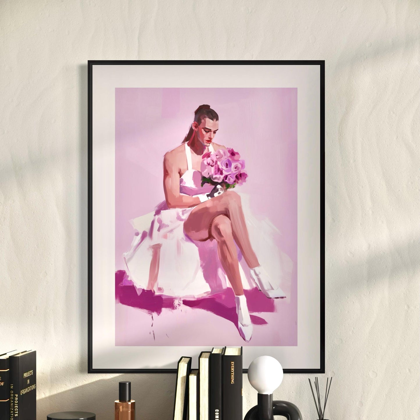 Bride-to-Be - Non-Binary Wedding Art Print, Queer Love LGBTQ+ Pride Artwork, Blush Bridal Decor, Unframed 200gsm Matte Paper Print