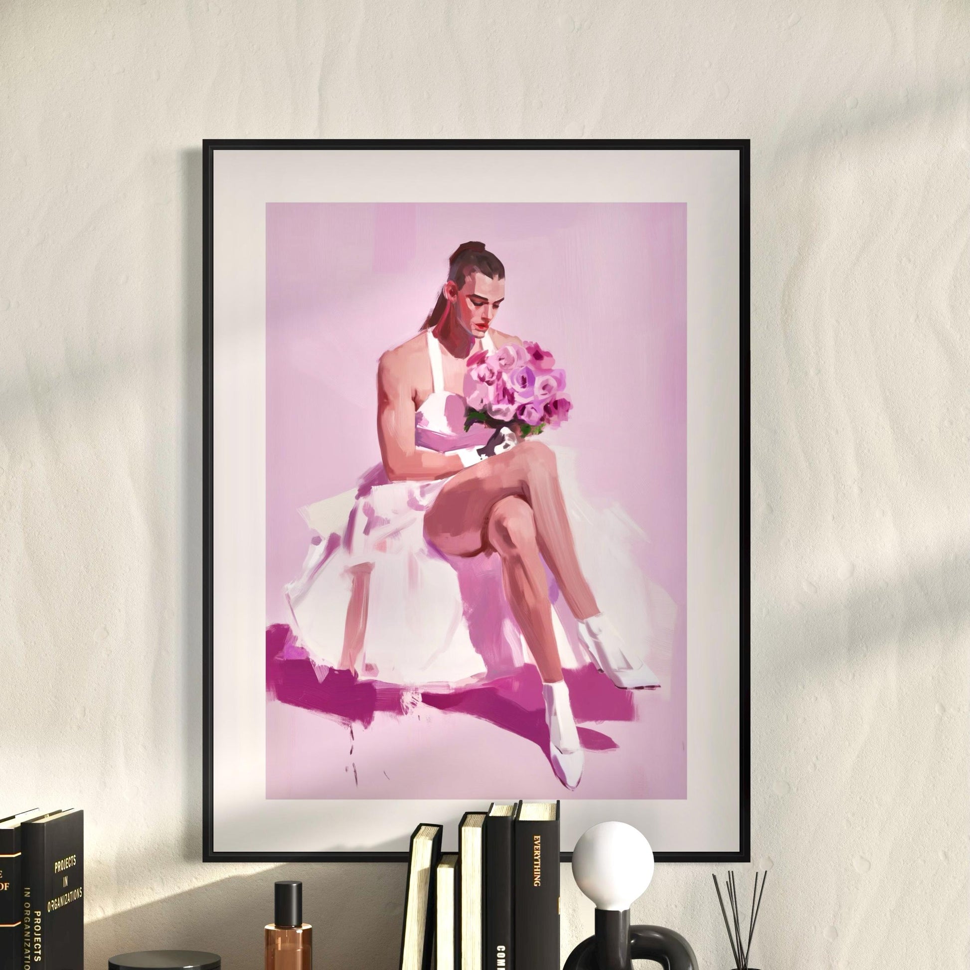 Bride-to-Be - Non-Binary Wedding Art Print, Queer Love LGBTQ+ Pride Artwork, Blush Bridal Decor, Unframed 200gsm Matte Paper Print