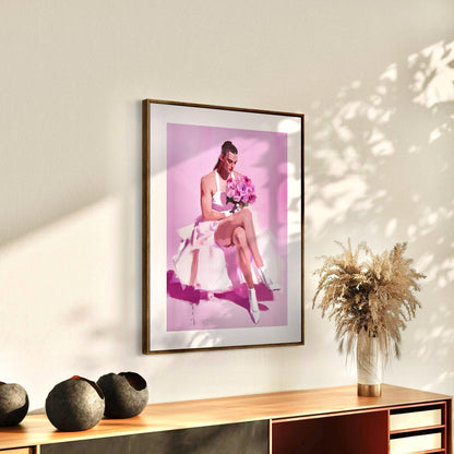 Bride-to-Be - Non-Binary Wedding Art Print, Queer Love LGBTQ+ Pride Artwork, Blush Bridal Decor, Unframed 200gsm Matte Paper Print