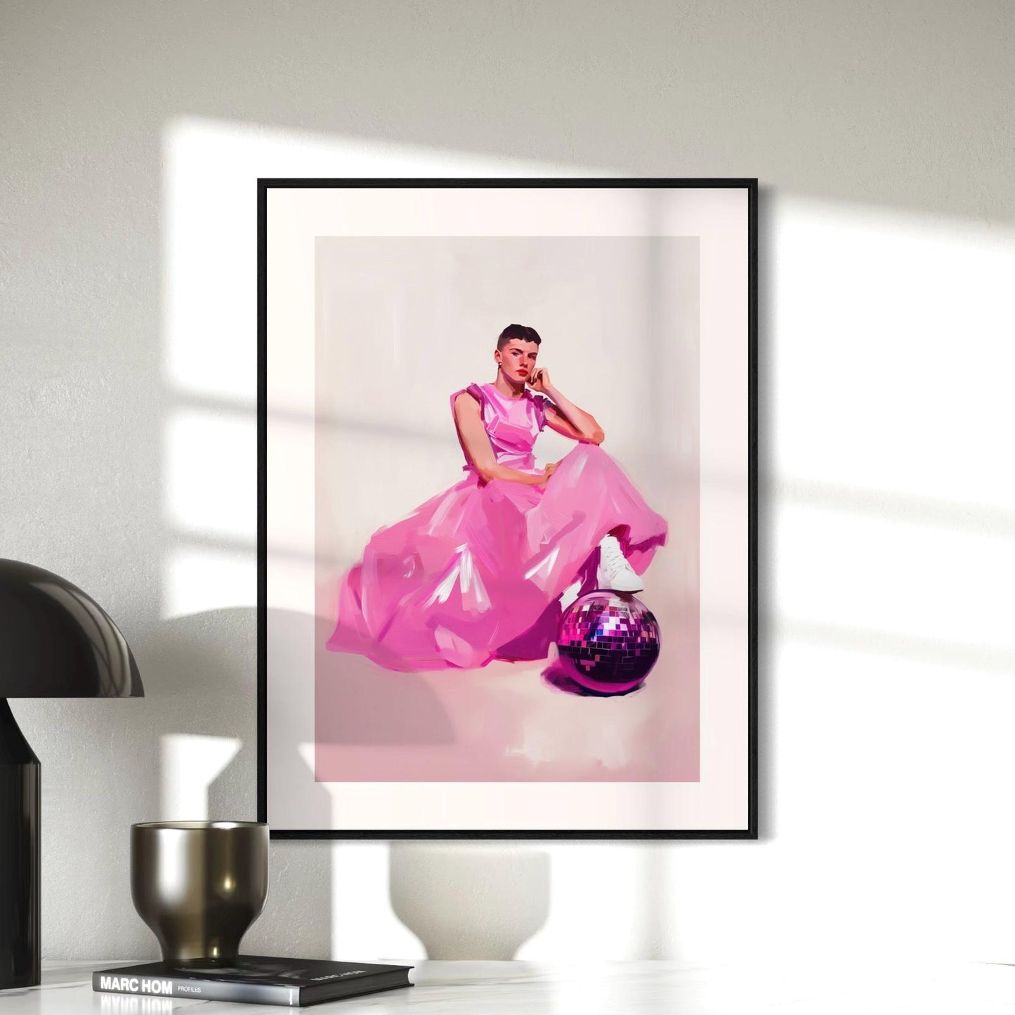 Disco Princess Art Print – Queer Elegance in Pink | Premium 200gsm Matte Poster | LGBTQ+ Art for Bold and Beautiful Spaces