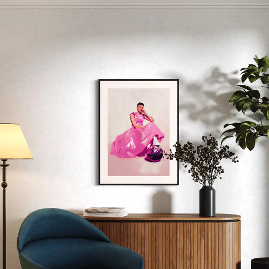 Disco Princess Art Print – Queer Elegance in Pink | Premium 200gsm Matte Poster | LGBTQ+ Art for Bold and Beautiful Spaces