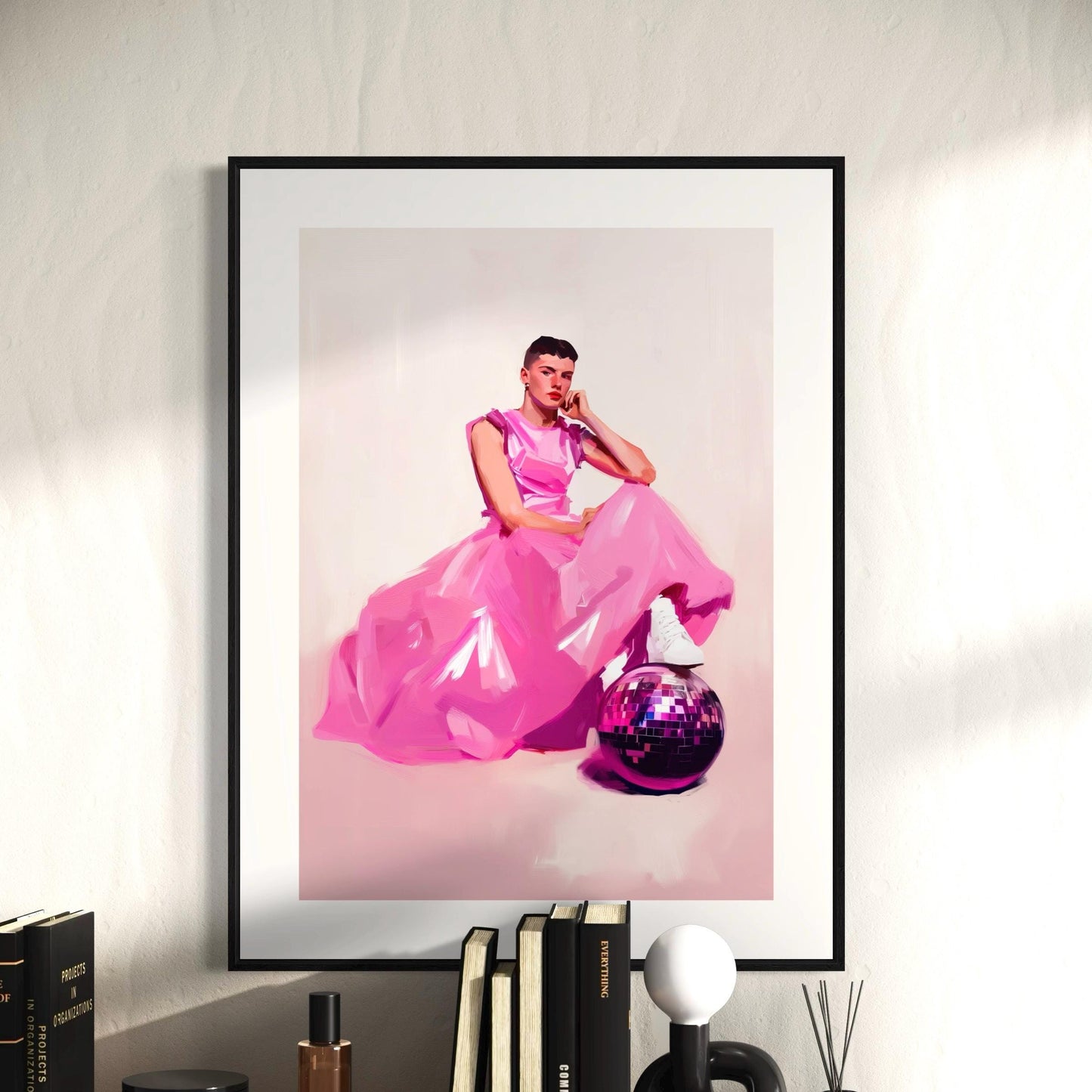 Disco Princess Art Print – Queer Elegance in Pink | Premium 200gsm Matte Poster | LGBTQ+ Art for Bold and Beautiful Spaces