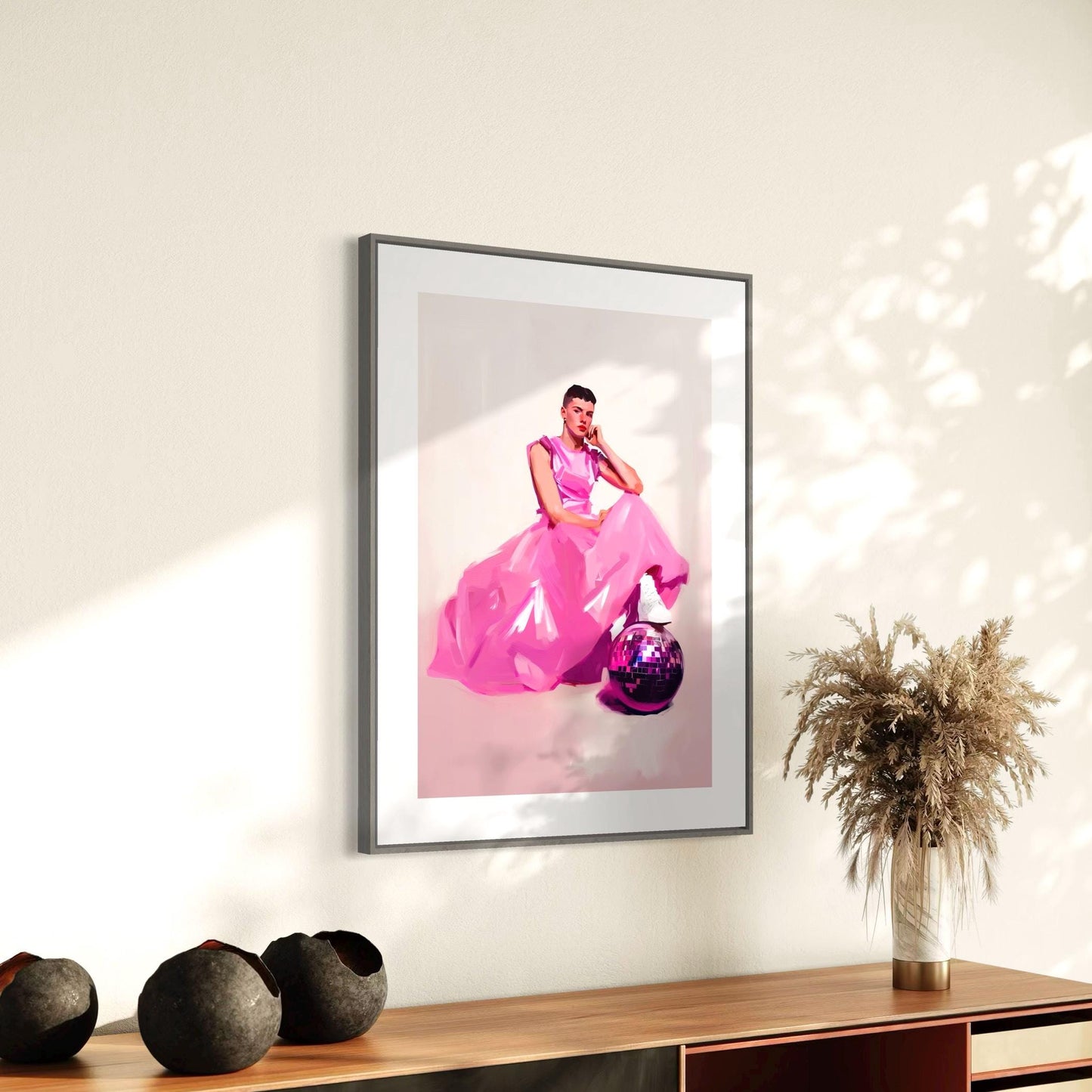 Disco Princess Art Print – Queer Elegance in Pink | Premium 200gsm Matte Poster | LGBTQ+ Art for Bold and Beautiful Spaces