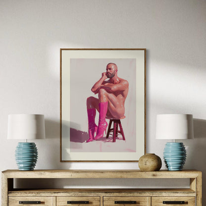 Pink Daydream LGBTQ+ Art Print - Bold Queer Statement Artwork on 200gsm Matte Paper - Pink Boots Resilience for Allies & Queer Pride
