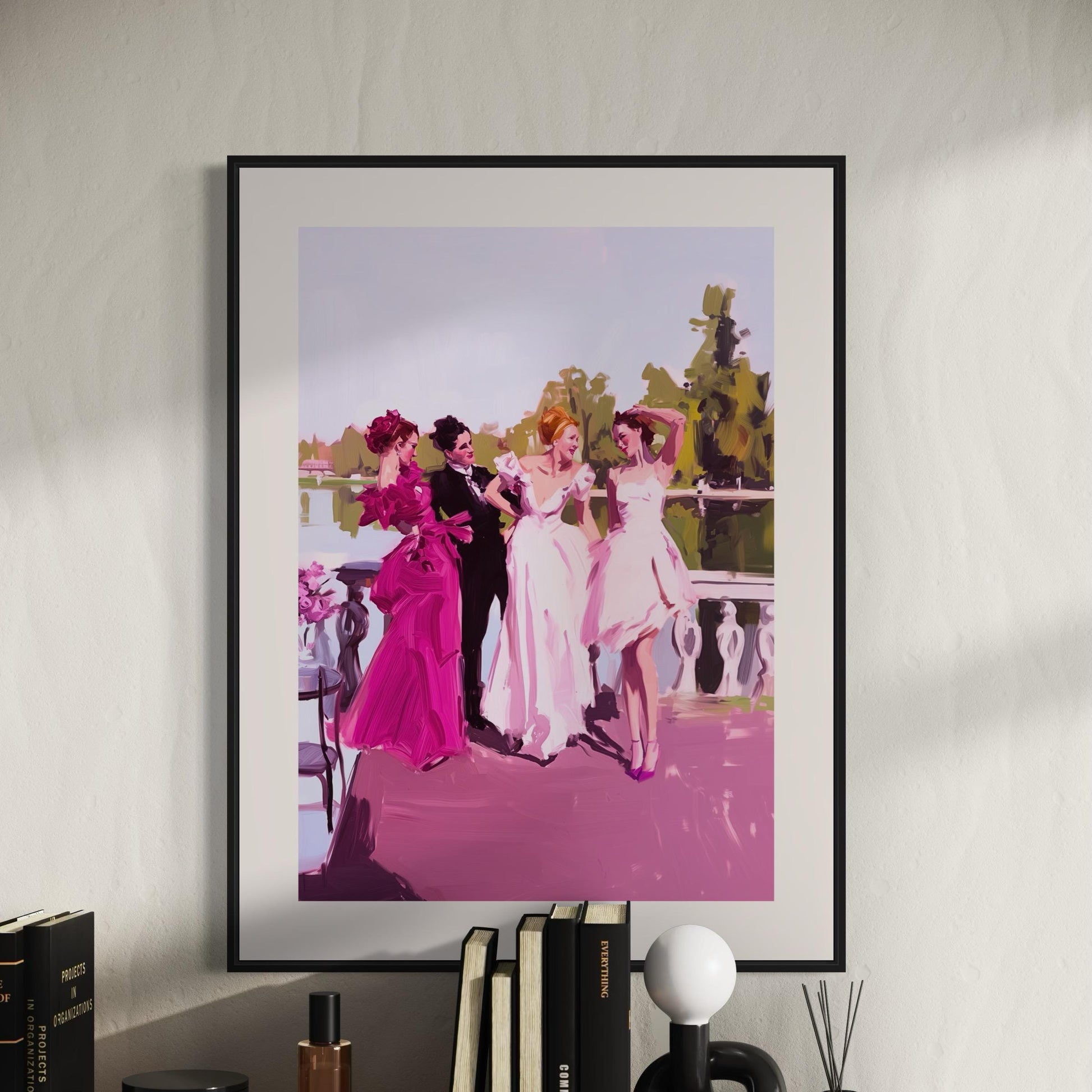 Sapphic Summer Soirée Art Print – Vibrant Queer Artwork Celebrating Love and Joy | Premium 200gsm Matte Poster, Unframed LGBTQ+ Decor
