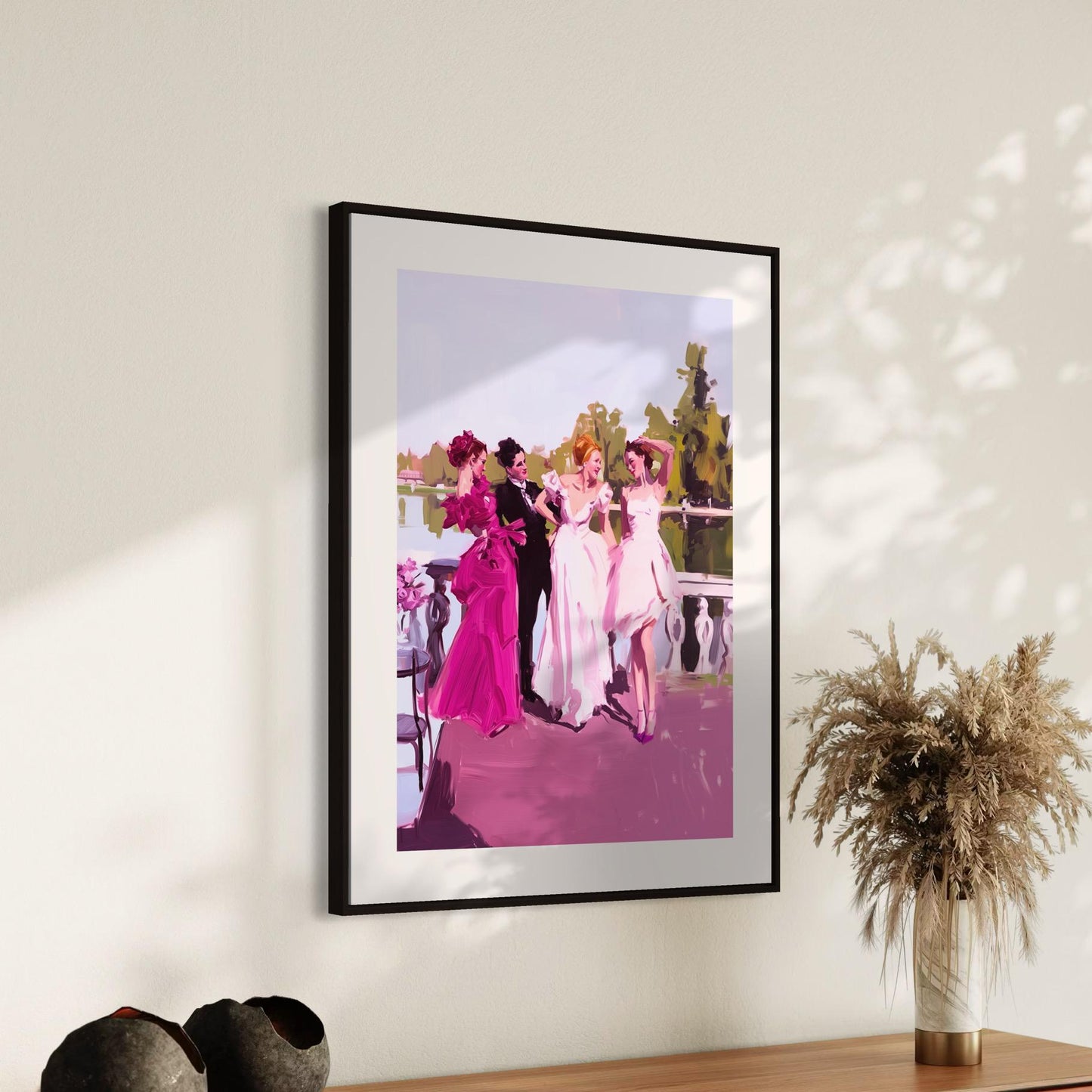 Sapphic Summer Soirée Art Print – Vibrant Queer Artwork Celebrating Love and Joy | Premium 200gsm Matte Poster, Unframed LGBTQ+ Decor
