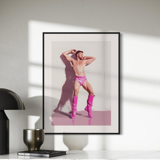 Pink Boot Ecstasy Art Print | Bold LGBTQ+ Wall Decor on Premium Matte Paper | Queer Art for Expressive Spaces | Unframed Print