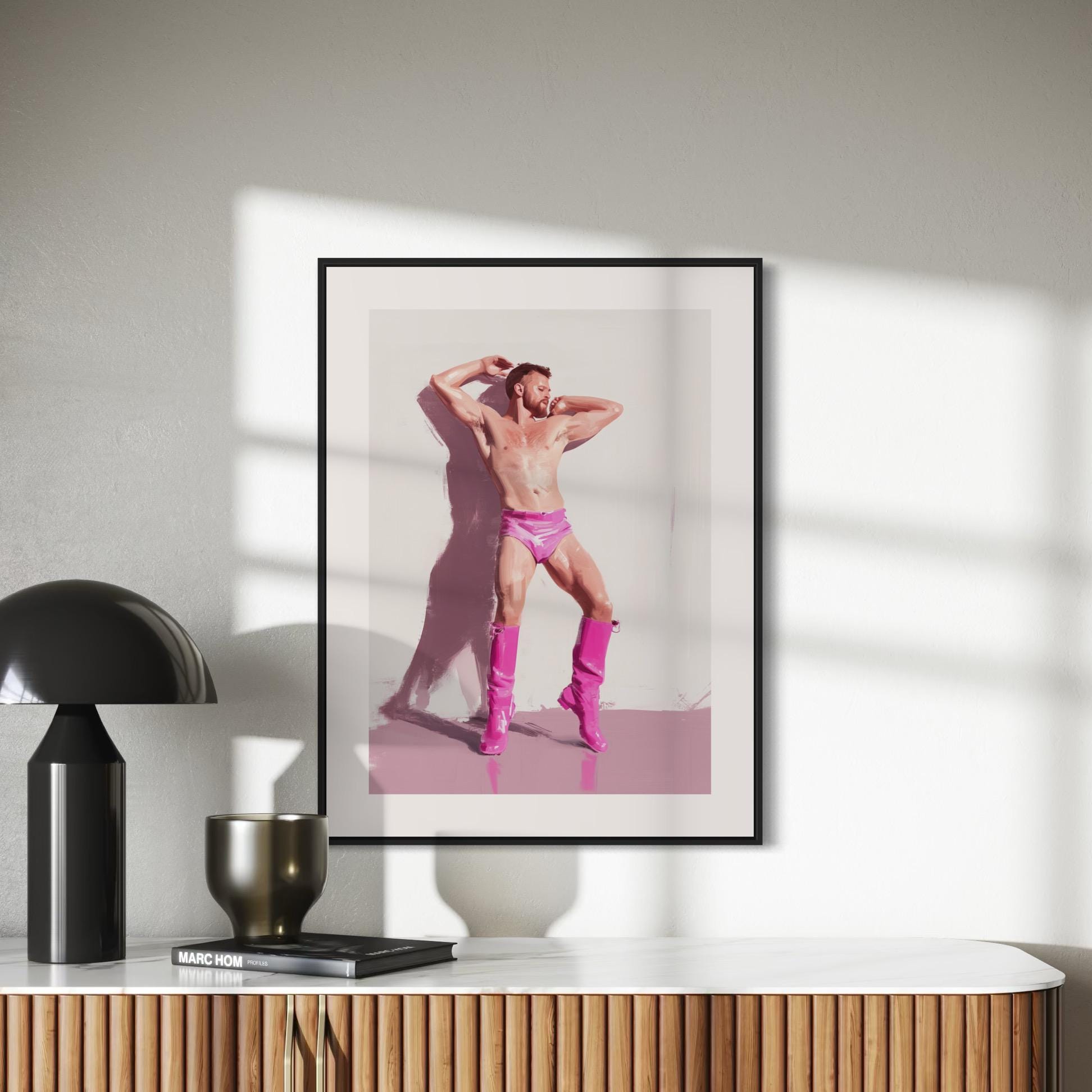 Pink Boot Ecstasy Art Print | Bold LGBTQ+ Wall Decor on Premium Matte Paper | Queer Art for Expressive Spaces | Unframed Print
