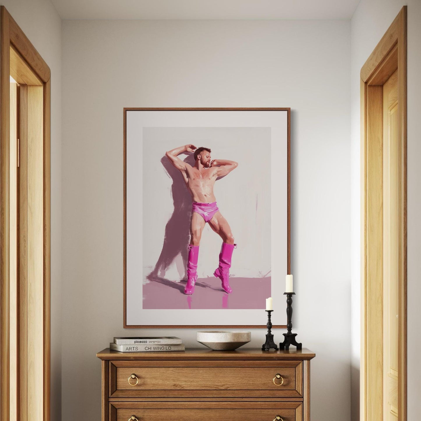 Pink Boot Ecstasy Art Print | Bold LGBTQ+ Wall Decor on Premium Matte Paper | Queer Art for Expressive Spaces | Unframed Print