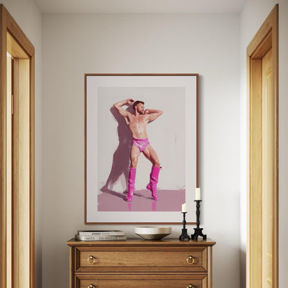 Pink Boot Ecstasy Art Print | Bold LGBTQ+ Wall Decor on Premium Matte Paper | Queer Art for Expressive Spaces | Unframed Print