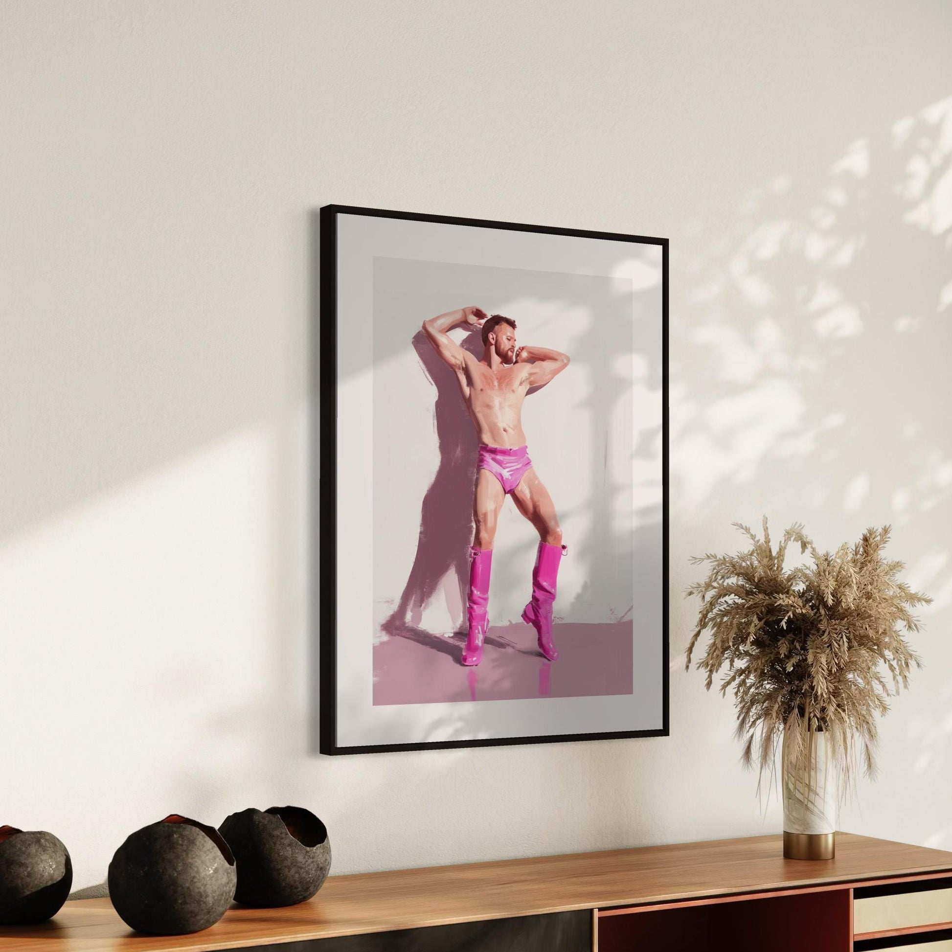 Pink Boot Ecstasy Art Print | Bold LGBTQ+ Wall Decor on Premium Matte Paper | Queer Art for Expressive Spaces | Unframed Print