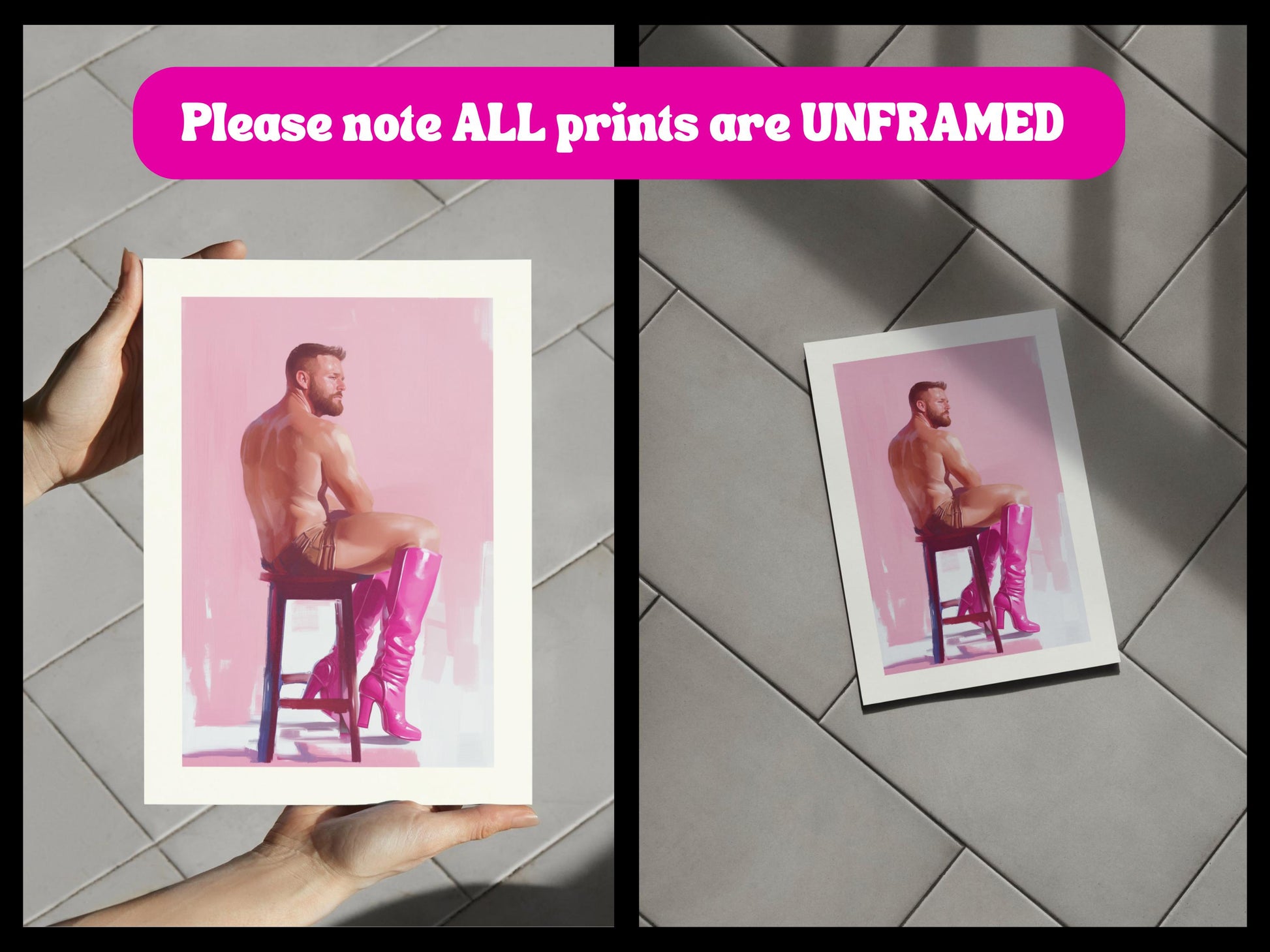 Pink Poise Art Print | Bold LGBTQ+ Poster | Queer Strength and Pride Wall Art | Premium Unframed Modern Print | Vibrant Decor for LGBTQIA+