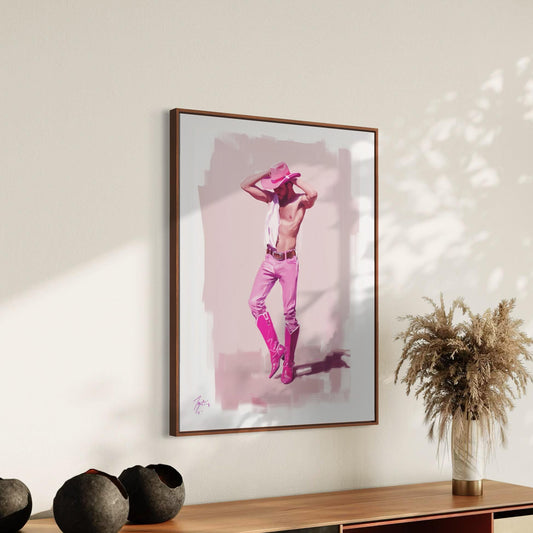 Walk the Line Pink Cowboy Art Print β Bold LGBTQ+ Decor | Premium Matte Poster, Queer Pride Wall Art for Sassy and Confident Spaces