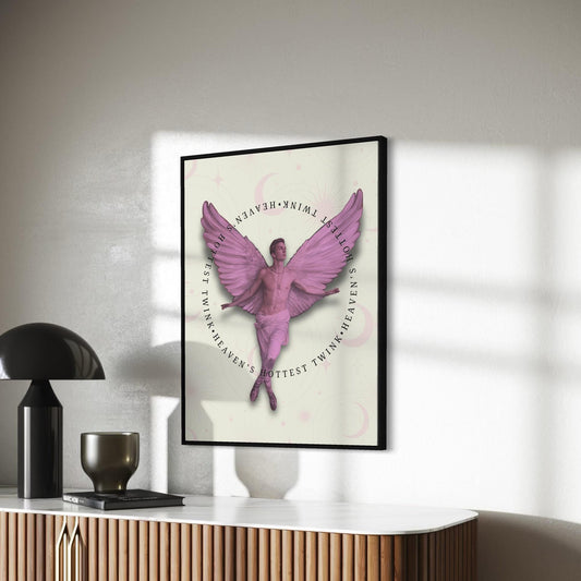 Heaven's Hottest Twink - Angelic LGBTQ+ Wall Art, Queer Decor, Unique Pride Print on Premium Matte Paper, Perfect for Queer Allies