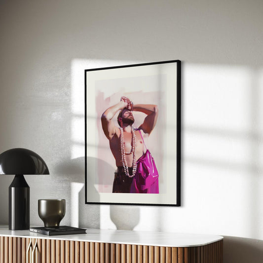 Clutching Pearls Queer Art Print – Bold LGBTQ+ Wall Decor | Premium Matte Poster, Fabulous Pride Artwork for Confident Spaces