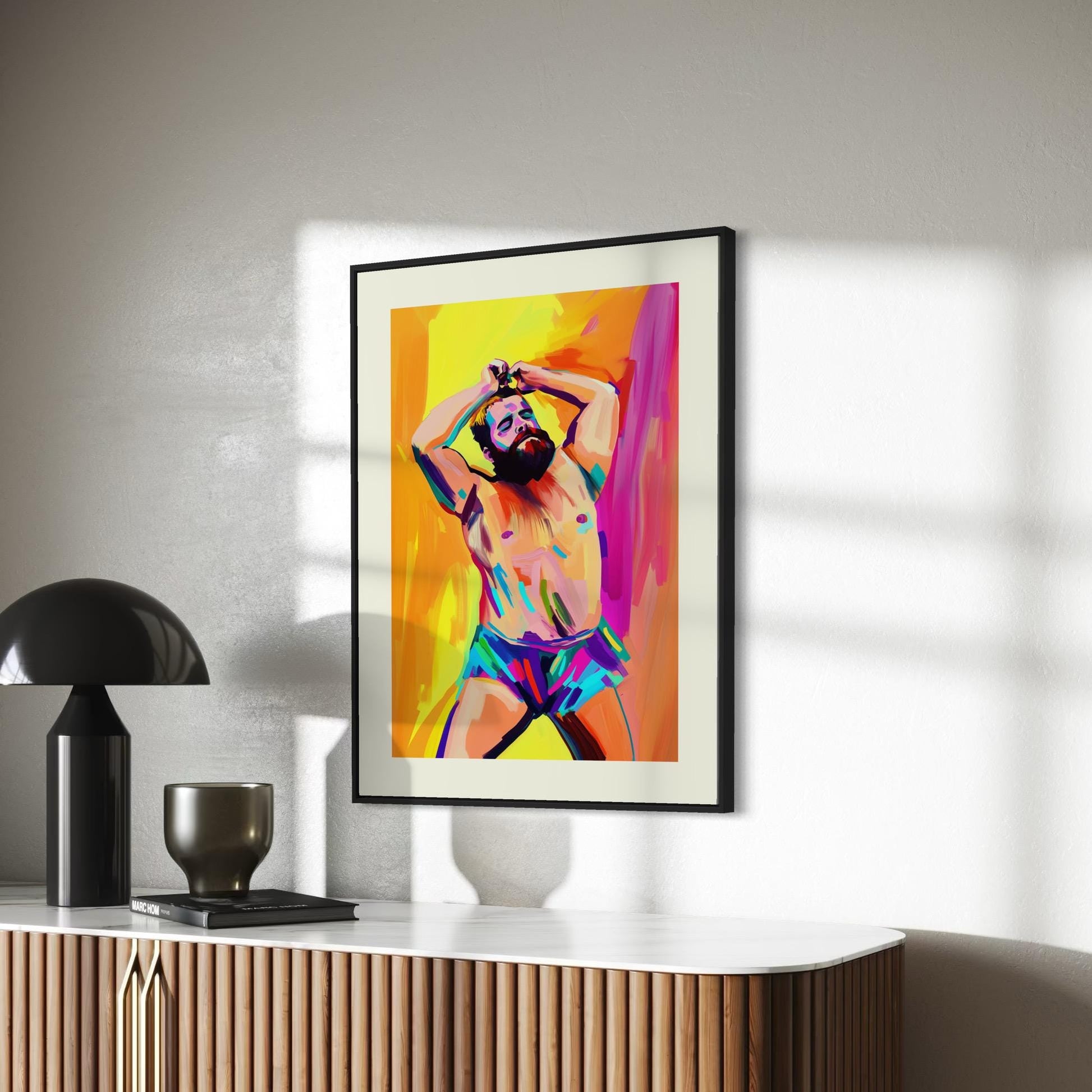 Bear Boogie – Vibrant LGBTQ+ Bear Artwork, Bold Queer Wall Art, Premium Matte Paper Print, Unframed Pride Decor for Queer Spaces