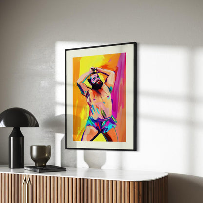 Bear Boogie – Vibrant LGBTQ+ Bear Artwork, Bold Queer Wall Art, Premium Matte Paper Print, Unframed Pride Decor for Queer Spaces