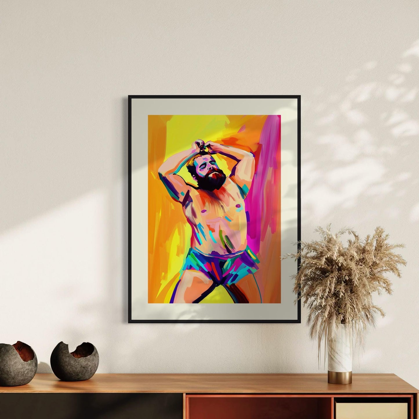 Bear Boogie – Vibrant LGBTQ+ Bear Artwork, Bold Queer Wall Art, Premium Matte Paper Print, Unframed Pride Decor for Queer Spaces