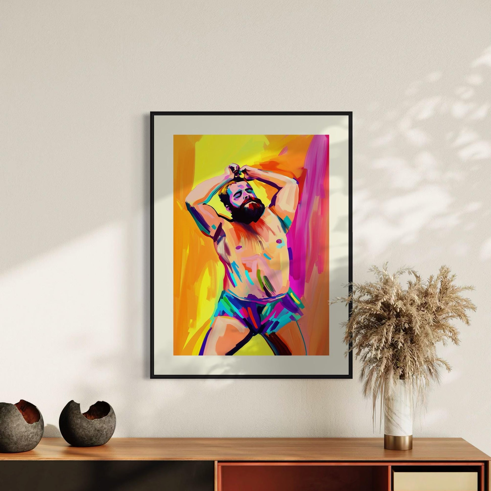 Bear Boogie – Vibrant LGBTQ+ Bear Artwork, Bold Queer Wall Art, Premium Matte Paper Print, Unframed Pride Decor for Queer Spaces