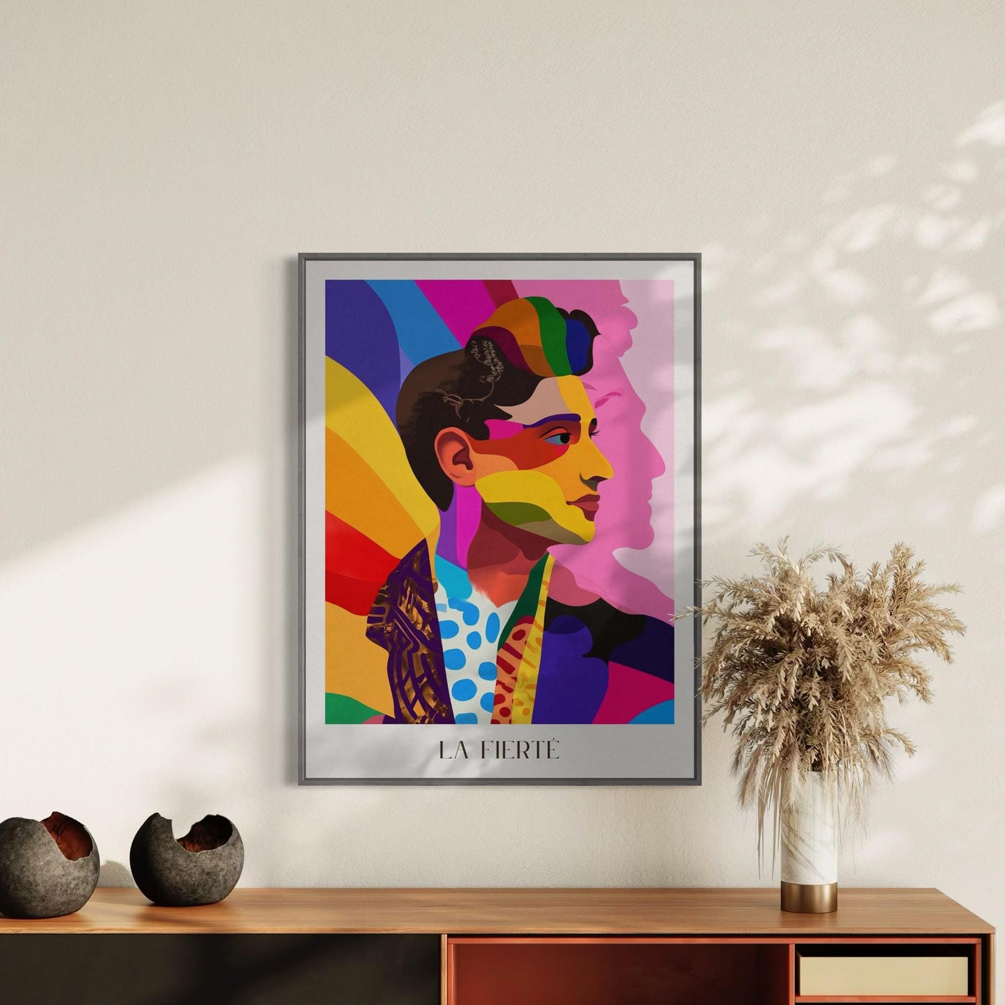 La Fierté Minimalist Pride Art Print - LGBTQ+ Wall Decor in Bold Colours - Queer Affirmation Artwork - Printed on Premium Matte Paper
