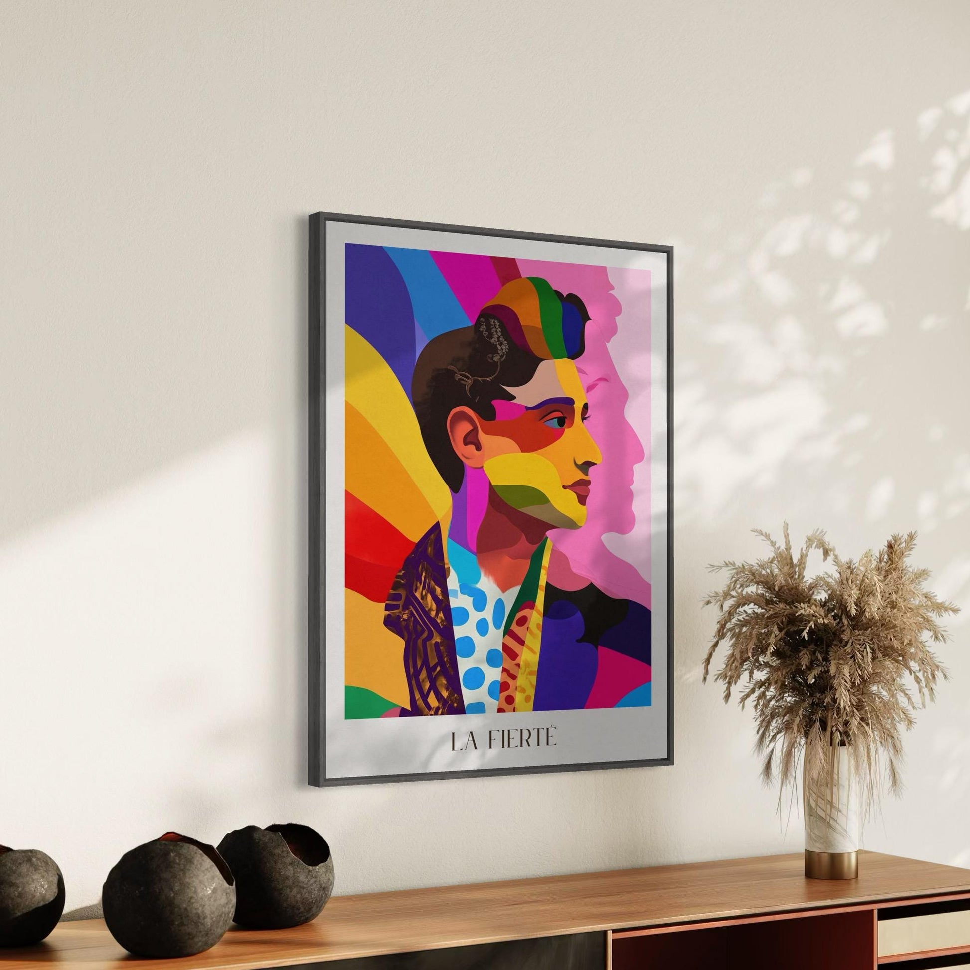 La Fierté Minimalist Pride Art Print - LGBTQ+ Wall Decor in Bold Colours - Queer Affirmation Artwork - Printed on Premium Matte Paper