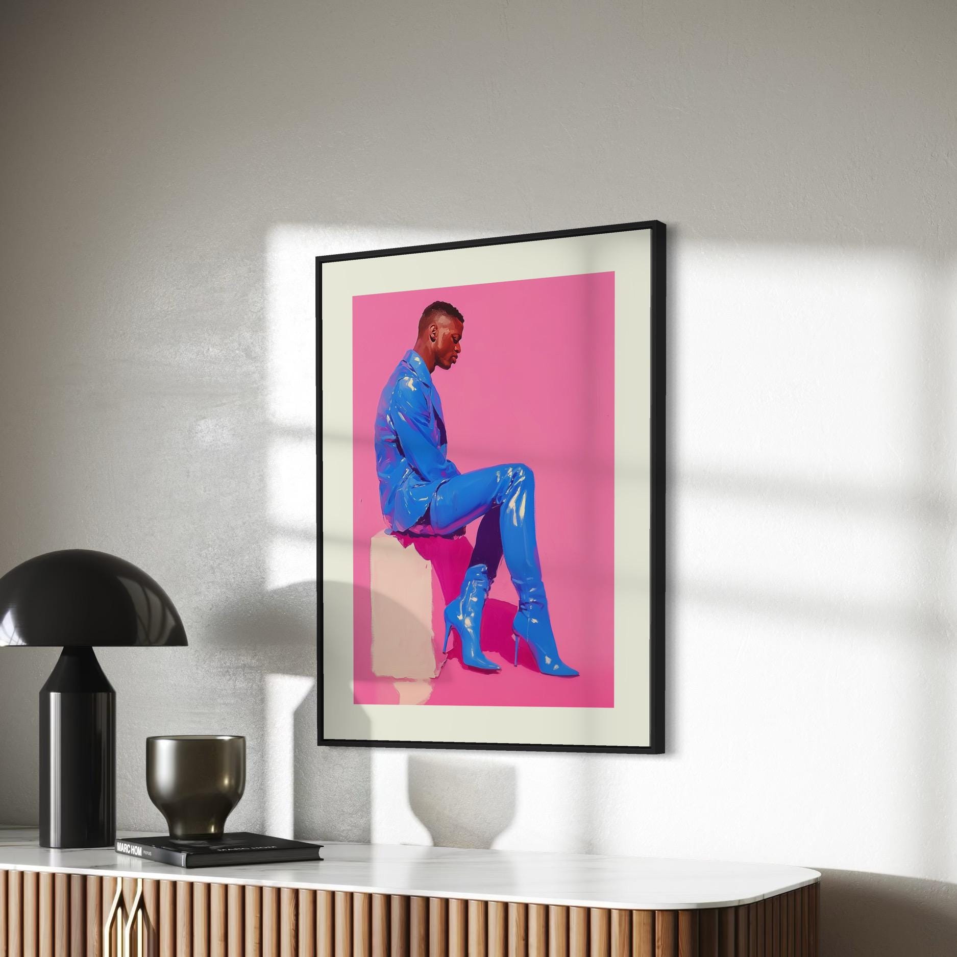 Bold in Blue – Vibrant LGBTQ+ Wall Art, Queer Glam Statement Print, Unframed Pride Art on Premium Matte Paper, LGBTQ+ Decor