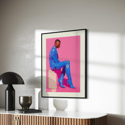 Bold in Blue – Vibrant LGBTQ+ Wall Art, Queer Glam Statement Print, Unframed Pride Art on Premium Matte Paper, LGBTQ+ Decor