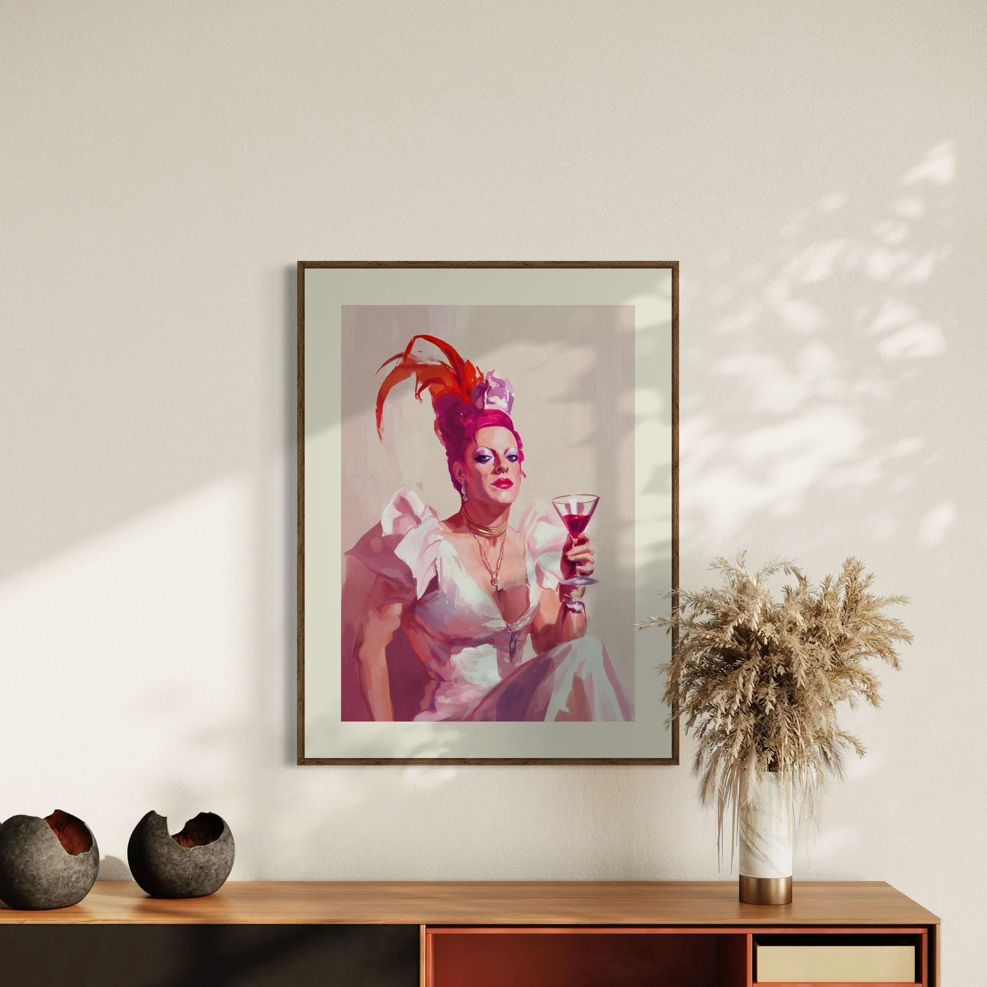 The Dame Queer Art Print - Cheeky LGBTQ+ Decor, Drag Queen Glam Wall Art, Bold and Fabulous Pride Poster for Queer Spaces