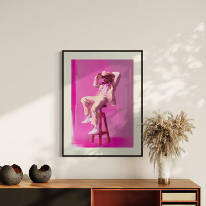 The Bear-y Stylish Cowboy - Queer Cowboy Art Print, Cheeky LGBTQ+ Wall Decor, Pink and Bold Poster for Queer Spaces