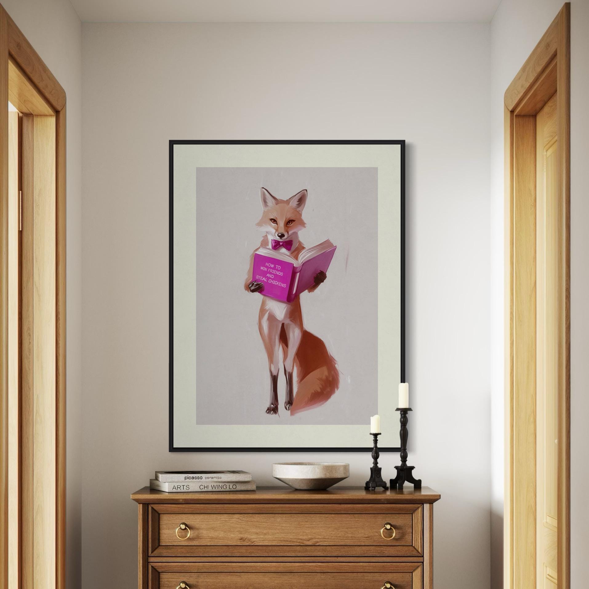 How to Win Friends and Steal Chickens - Cheeky Queer Art Print, Fox Reading Poster, LGBTQ+ Wall Decor, Premium Matte Artwork