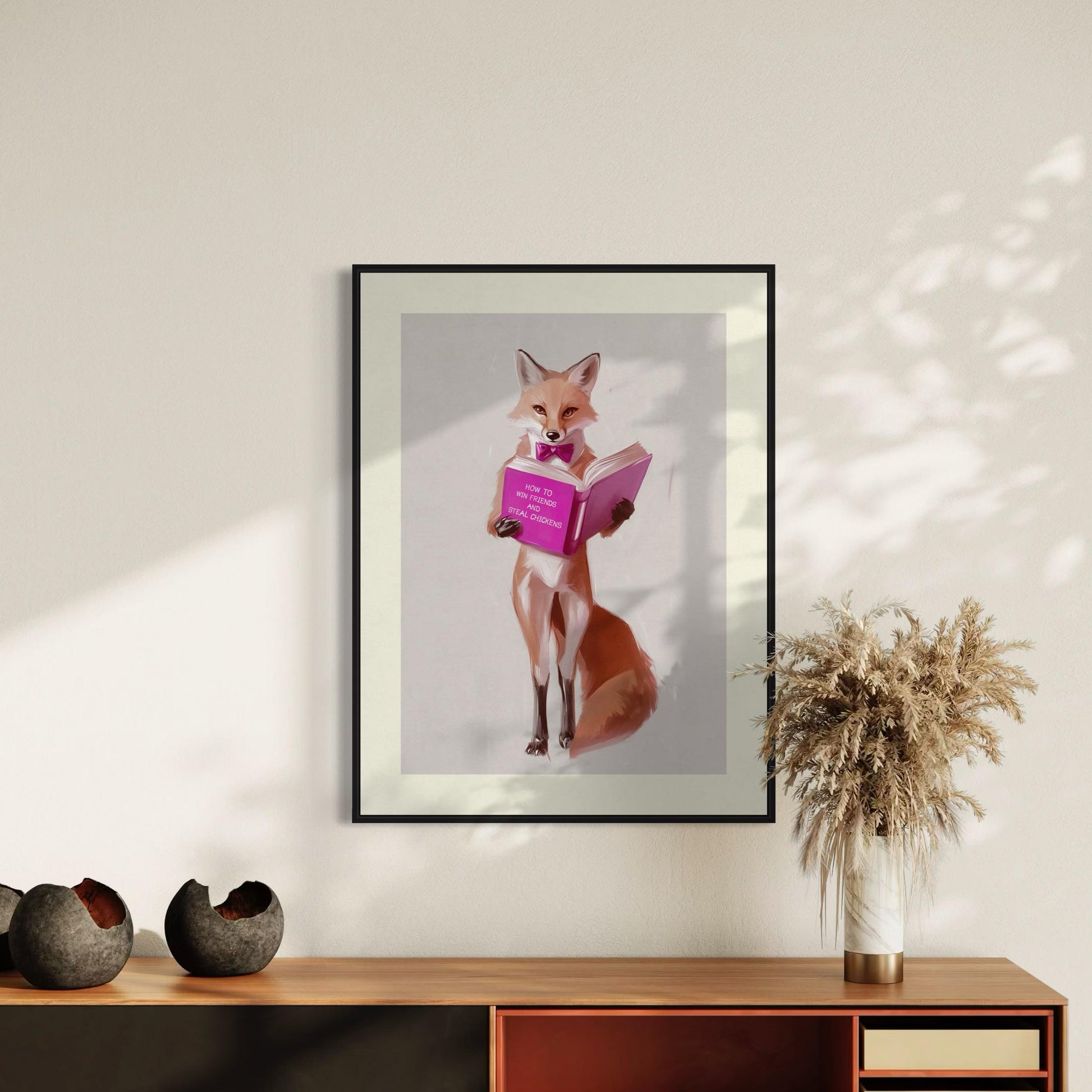 How to Win Friends and Steal Chickens - Cheeky Queer Art Print, Fox Reading Poster, LGBTQ+ Wall Decor, Premium Matte Artwork