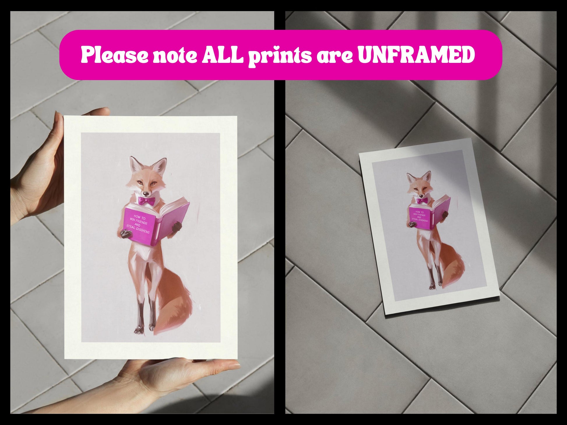 How to Win Friends and Steal Chickens - Cheeky Queer Art Print, Fox Reading Poster, LGBTQ+ Wall Decor, Premium Matte Artwork