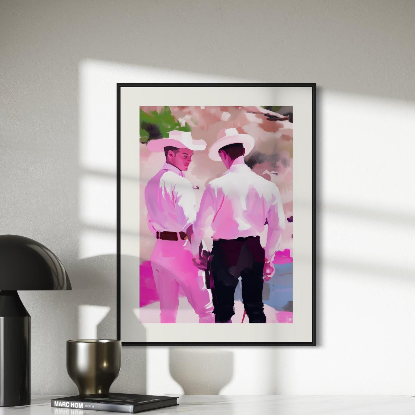 Take My Hand – Romantic Cowboy Watercolour Queer Art Print, LGBTQ+ Pride Western Wall Decor, Premium Matte Unframed Artwork