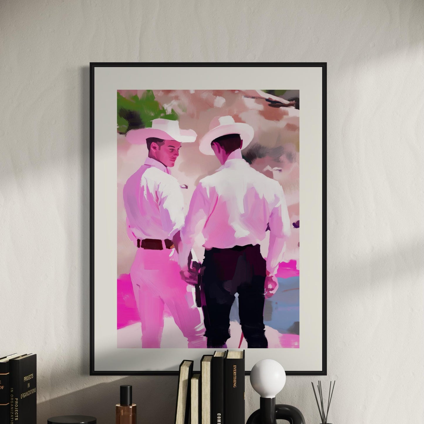 Take My Hand – Romantic Cowboy Watercolour Queer Art Print, LGBTQ+ Pride Western Wall Decor, Premium Matte Unframed Artwork