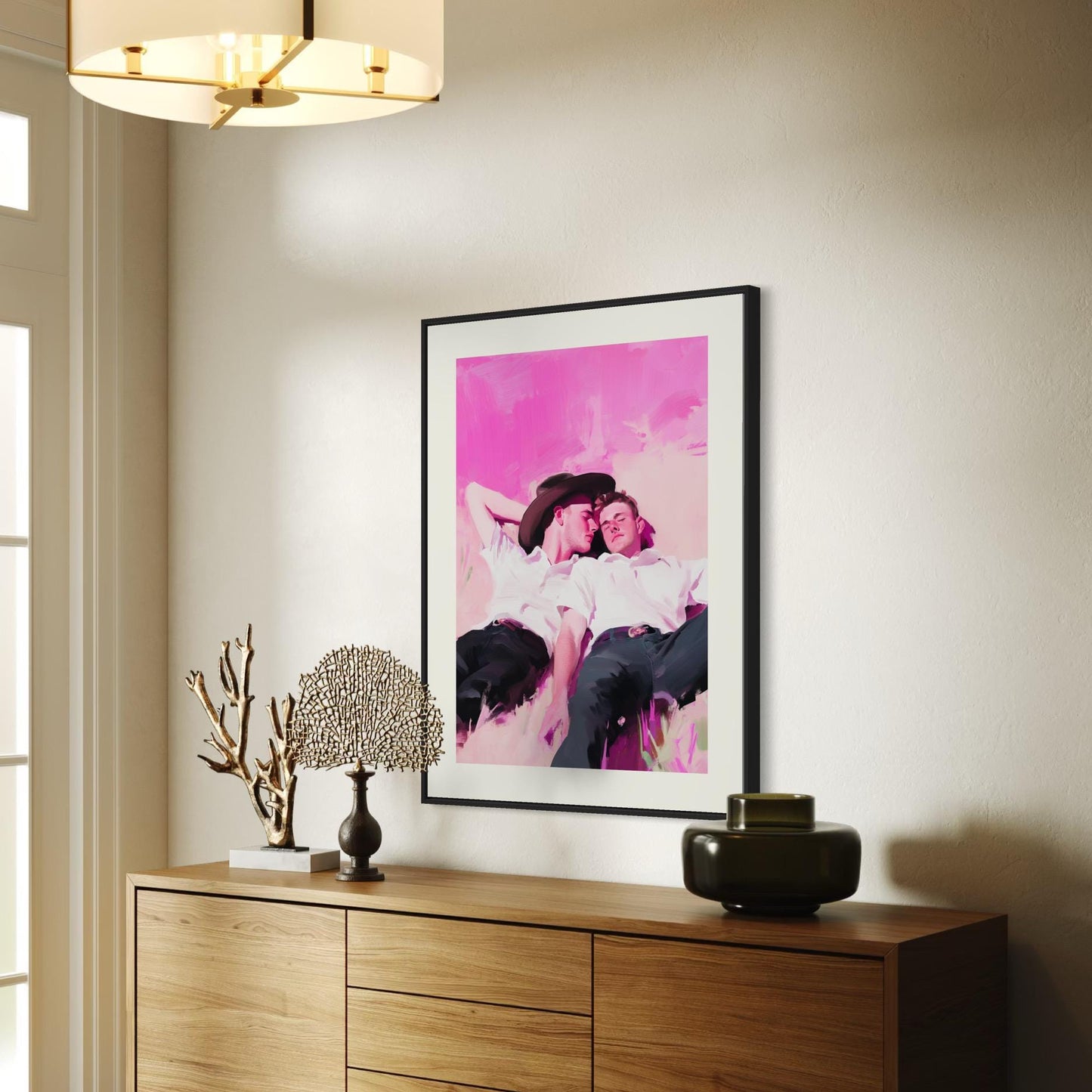 Summer Love – Romantic Queer Cowboy Oil Painting Print, LGBTQ+ Pride Wall Decor, Premium Matte Artwork, Unframed Western Romance